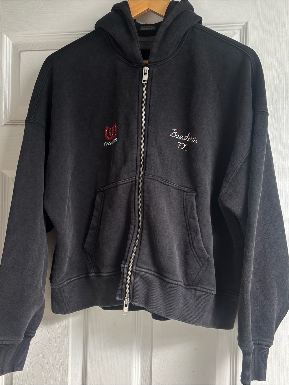 Abercrombie & Fitch Bandera Texas Hoodie Cropped Zip XS